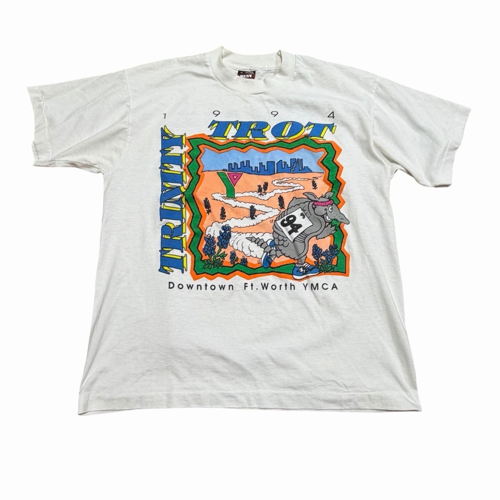 Vintage 1994 TROT Downtown Ft Worth YMCA Tshirt Large USA Single Stitch 90s